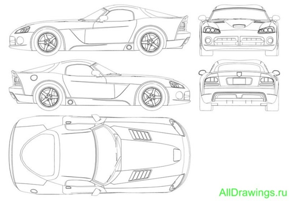 Dodge Viper SRT10 Coupe (Dodge Viper CPT10 of Coupet) are drawings of the car